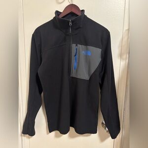 The North Face 1/2 Zip Fleece Sweater Black Blue Size M Pullover 1/4